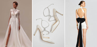 Fashionable High Neck Wedding Dresses and Wedding Shoes for a Trendy Bride