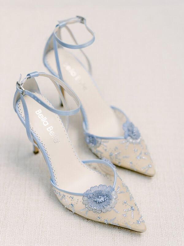 Blue lace wedding shoes Clearance