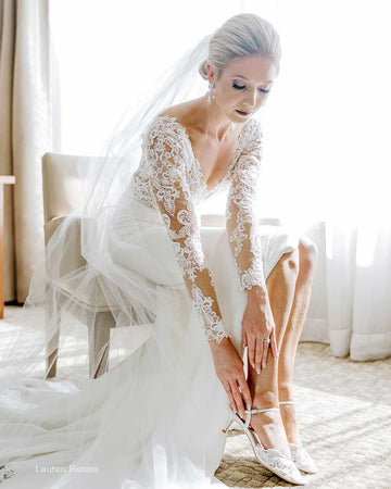 bella-belle-brides-in-long-sleeve-lace-wedding-dress-and-lace-low-heels