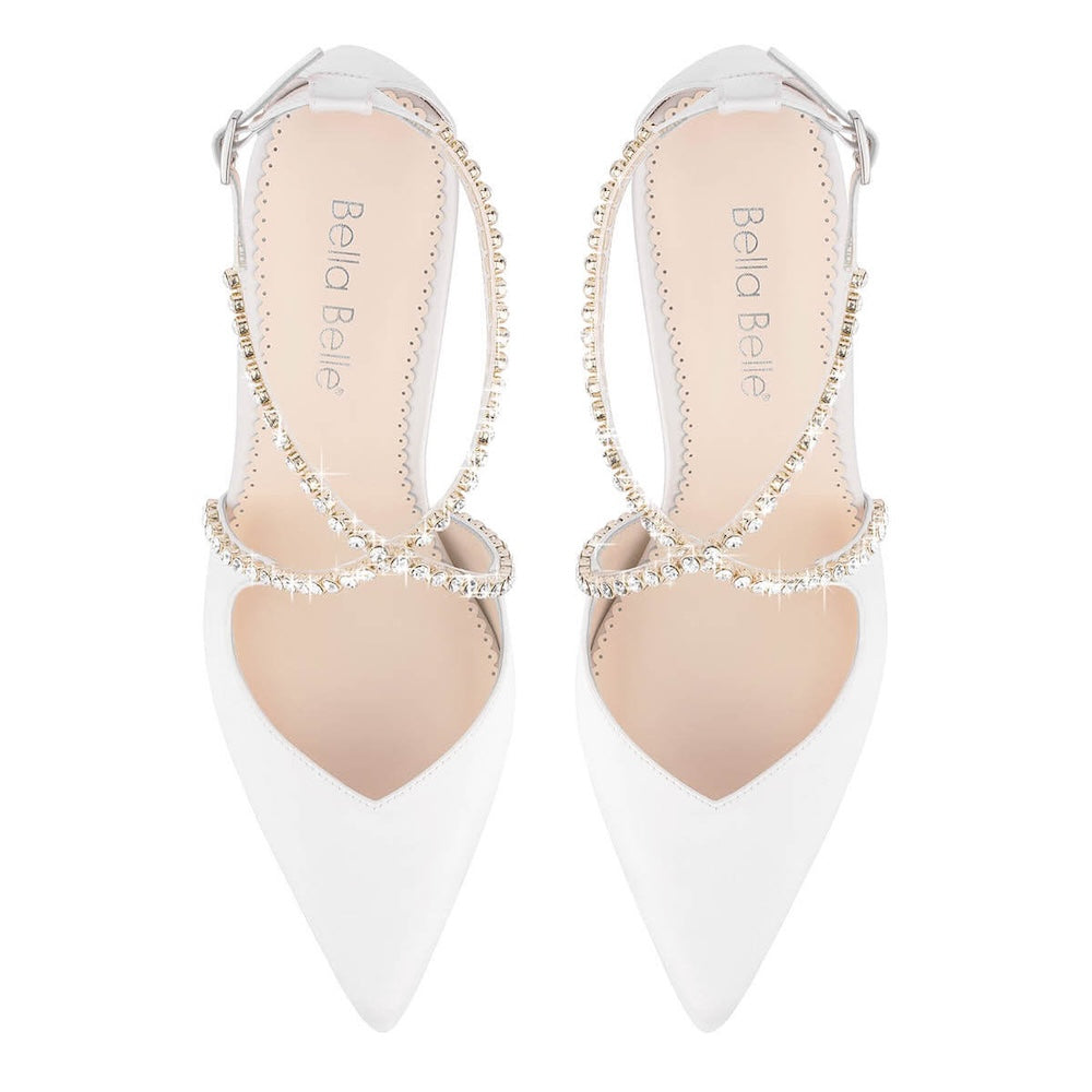bella belle madison ivory criss cross crystal strap heels