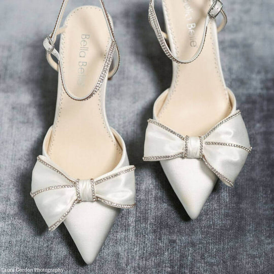 bella belle palmer crystal embellished wedding shoes with bow and block heel