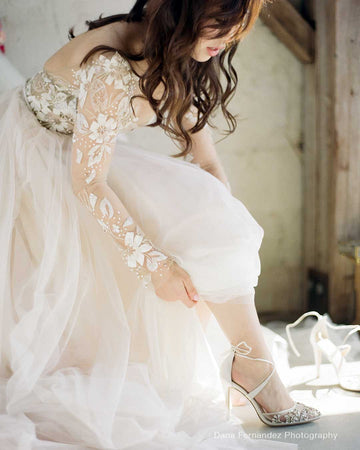 tulle wedding dress bella belle high heels 
