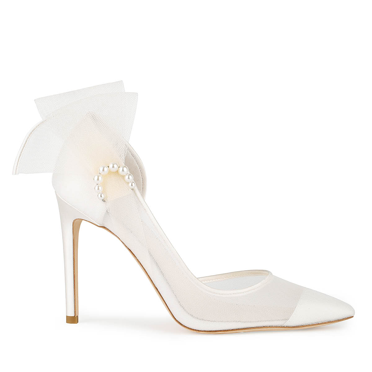 Bella Belle Remi Pearl Accent Ivory Mesh Closed Toe Heels