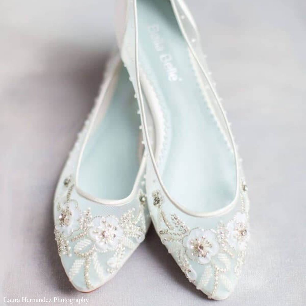 Bella Belle Shoes Adora Floral Beaded Comfortable Wedding Flats