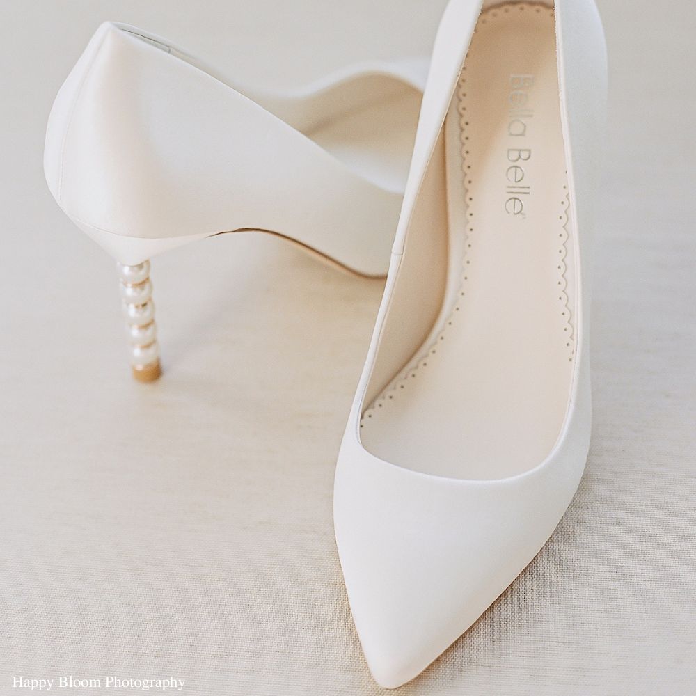 Bella Belle Shoes Audrey Ivory Pump with Pearl and Crystal Heel