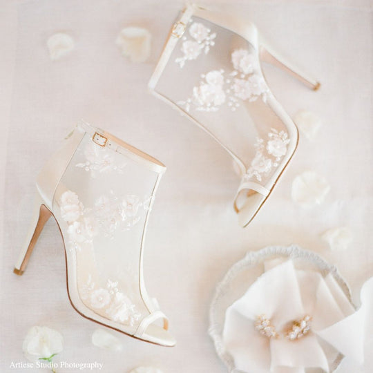 Bella Belle Shoes Belle Flower Chiffon Wedding Booties