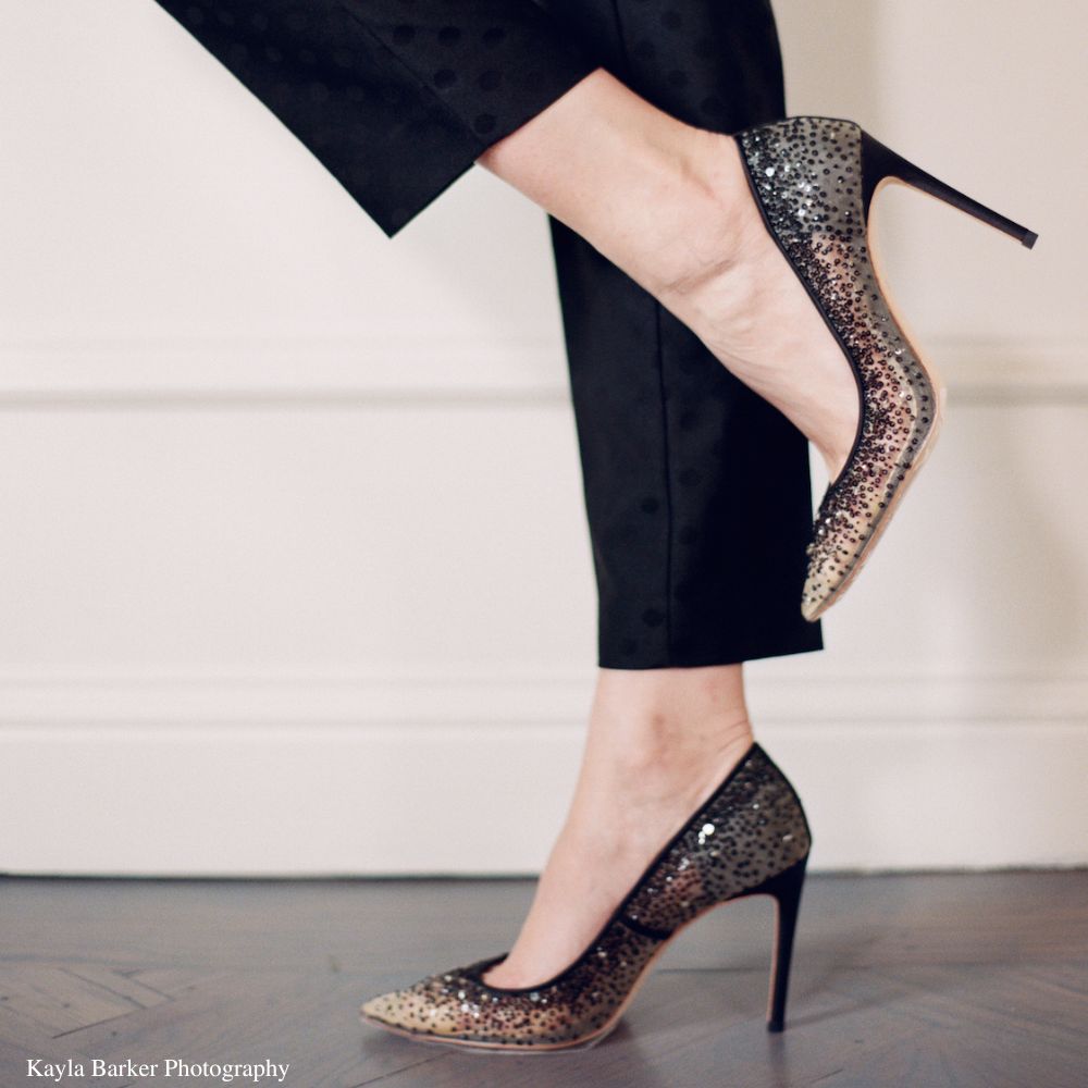 Bella Belle Shoes Elsa Black Sequin Embellished Evening Heels