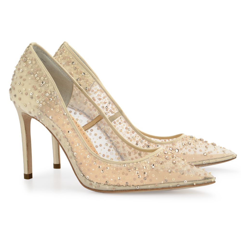 Sequin & Crystal Embellished Sparkly Heels