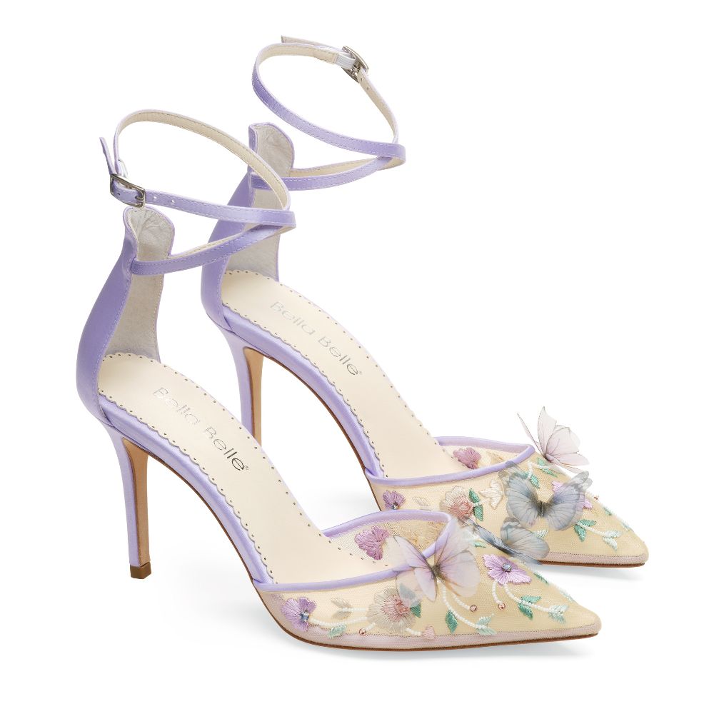 Princess Silver Sheer Floral Women's Heeled Shoes. Special 