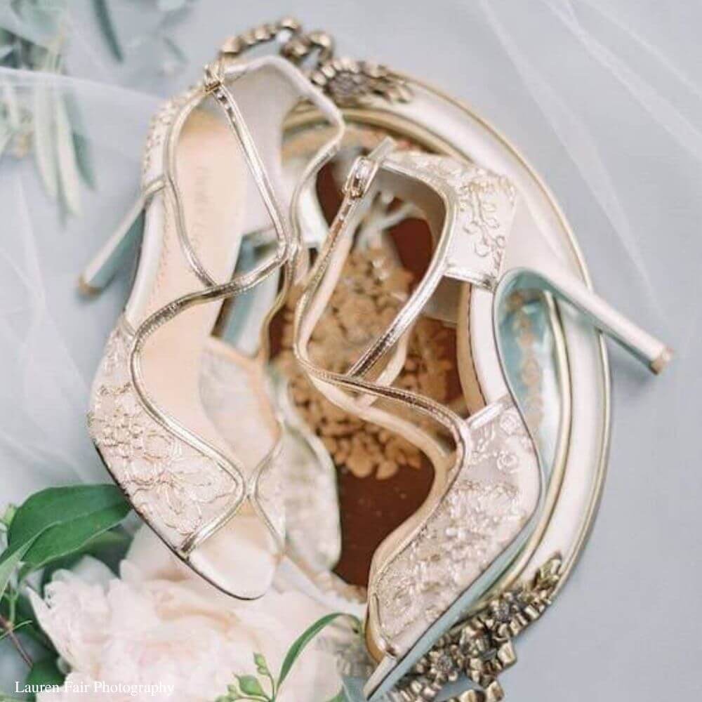 Bella Belle Shoes Tess Embroidered Gold Lace Wedding Shoes