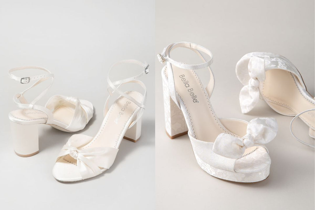 bellabelle EDNA ベラベレ ウェディング　ブライダルパンプス 4-Inch Ivory Lace Heels with Detachable Ankle Straps & Bows