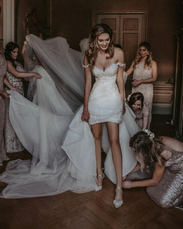 Bella Belle real bride Natalie in Amelia ivory lace wedding heels
