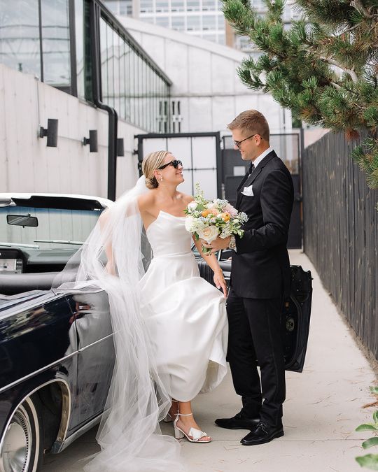 Bella Belle bride Brooke in her Zoya bow block heels