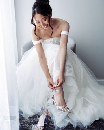 Bella Belle bride Ivy in Estelle lavender butterfly wedding shoes