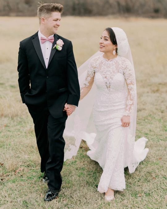 Bella Belle bride Zahraa in Chelsea ivory block heel wedding shoes.