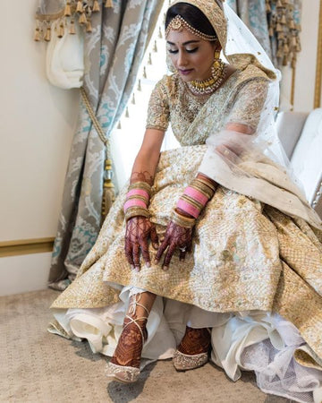 Bella Belle bride Nayha wore Florence ivory crystal wedding heels