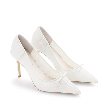 Amelie Pleated Silk Crepe Ivory Wedding Shoes