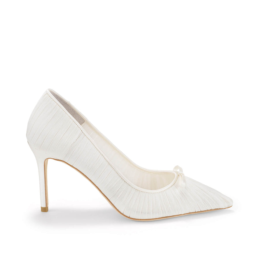 Amelie Pleated Silk Crepe Ivory Wedding Shoes