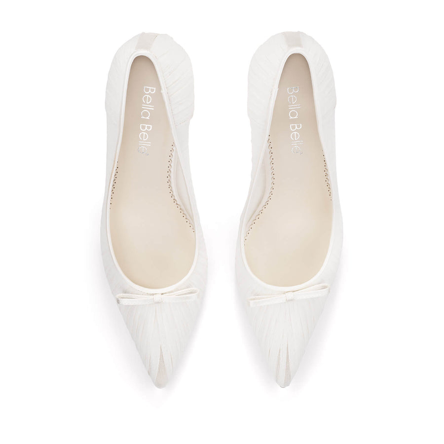 Amelie Pleated Silk Crepe Ivory Wedding Shoes