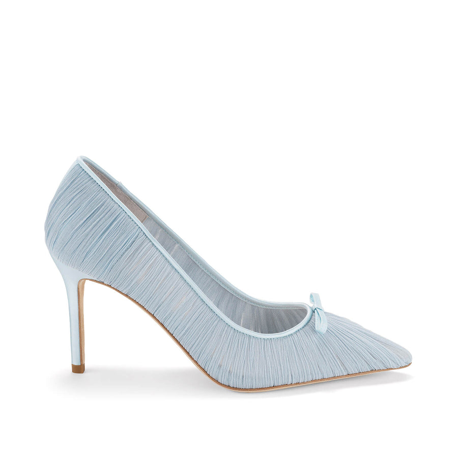 Amelie Pleated Silk Crepe Something Blue Wedding Shoes