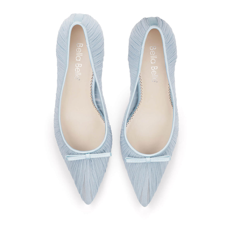 Amelie Pleated Silk Crepe Something Blue Wedding Shoes