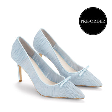 Amelie Pleated Silk Crepe Something Blue Wedding Shoes