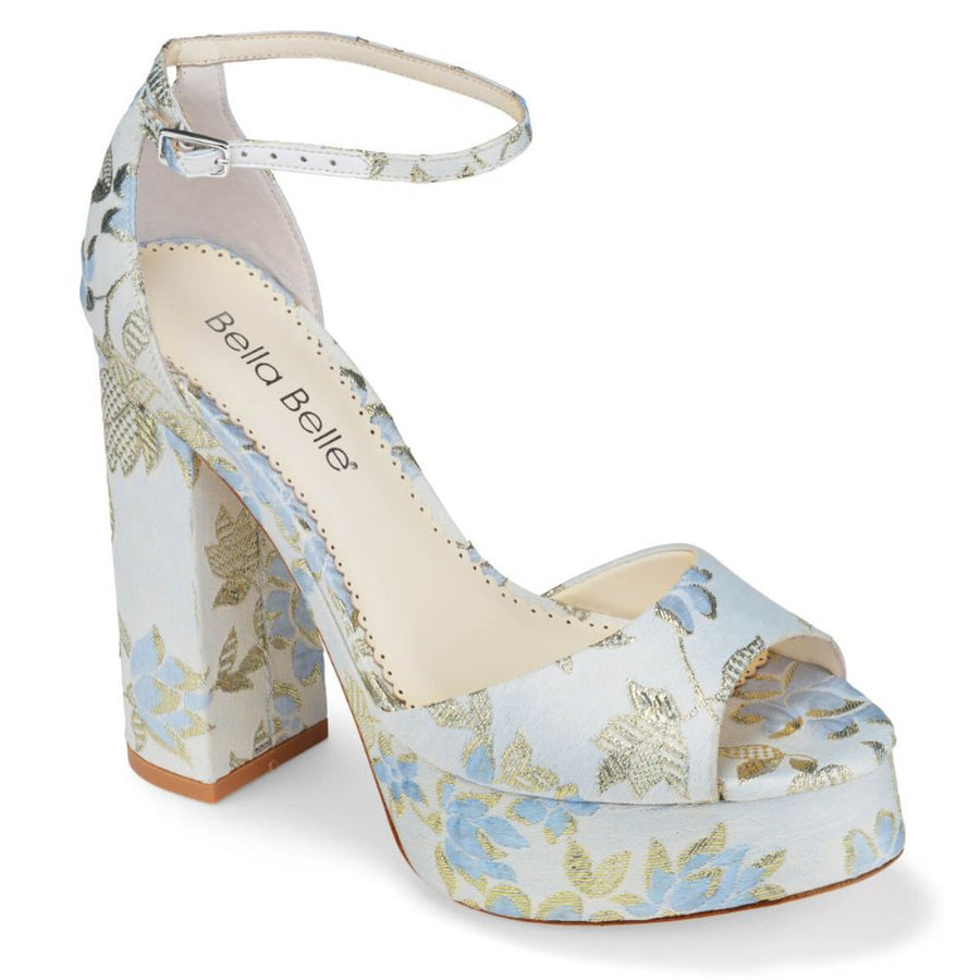    Bella Belle Catarina Blue Floral Jacquard Platform Sandals