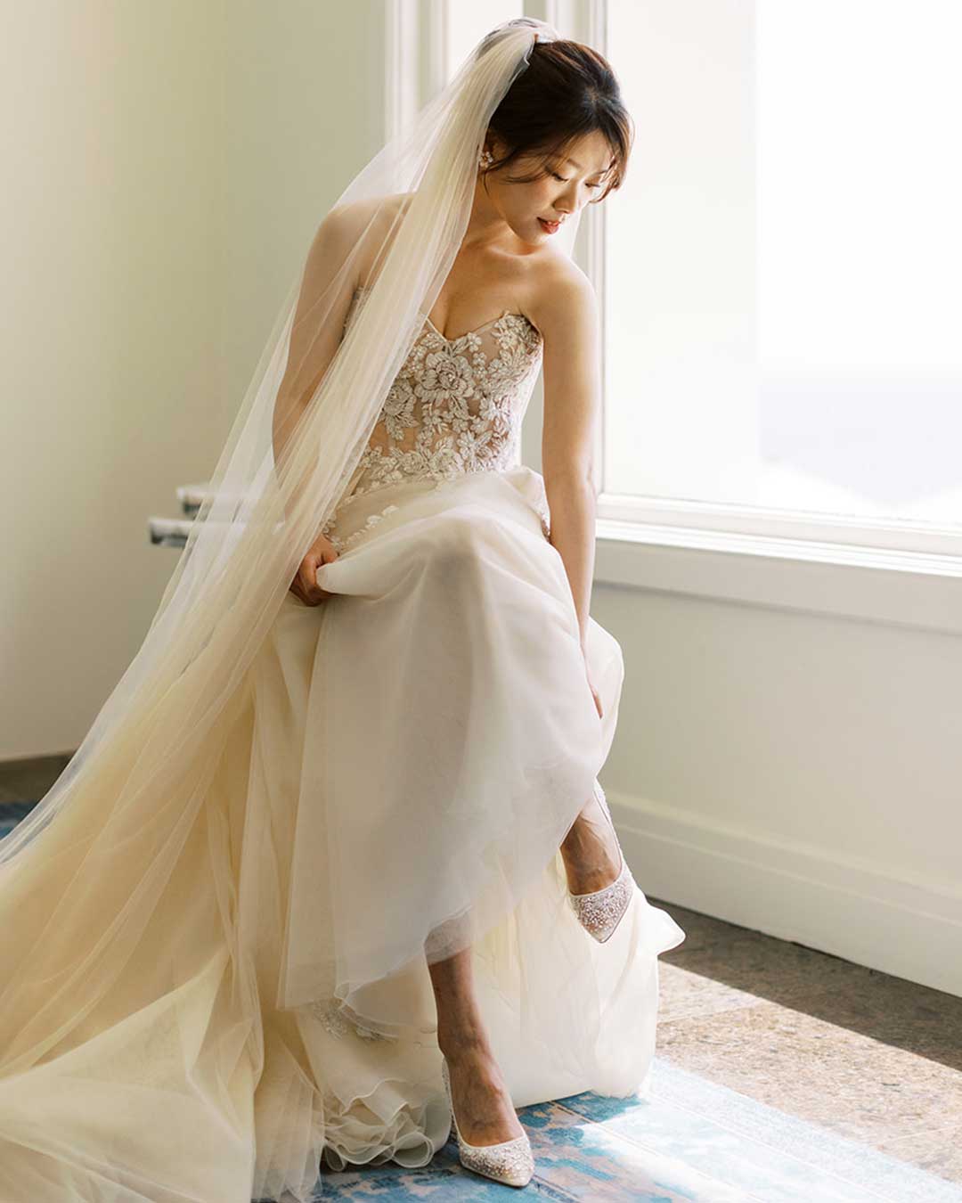 Bella Belle brides Shirley in Evelyn cinderella wedding heels