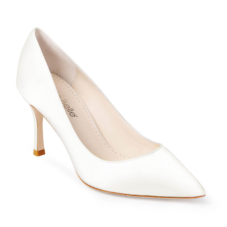 Bella Belle Diana 3 Inch White Silk Bridal Pumps
