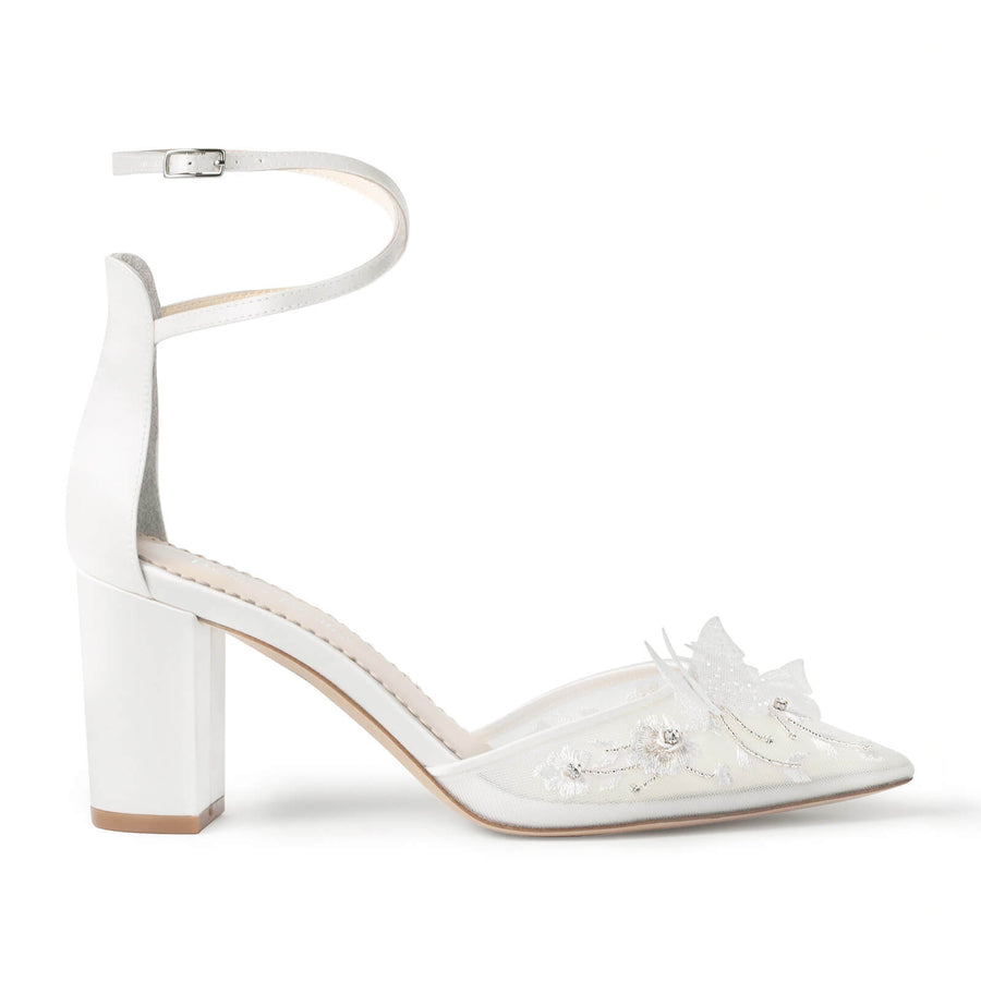 Bella Belle Eliza Ivory Butterfly Block Heels 1