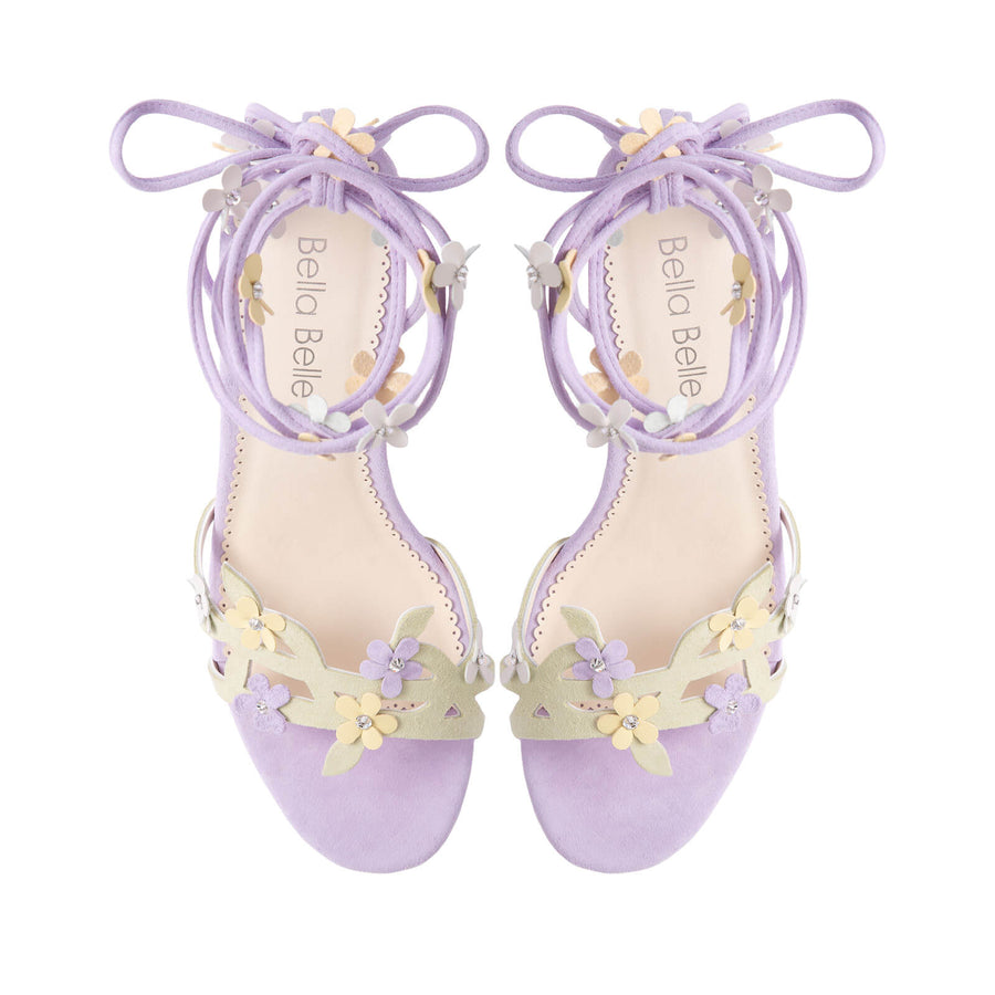 Bella Belle Josie Lavender Floral Lace-Up Heels