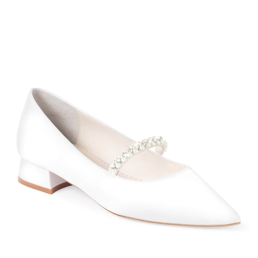 Bella Belle Lucy Pearl & Crystal Low Block Heels