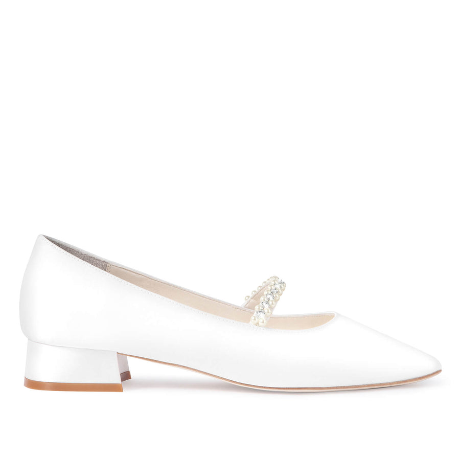 Bella Belle Lucy Pearl & Crystal Low Block Heels