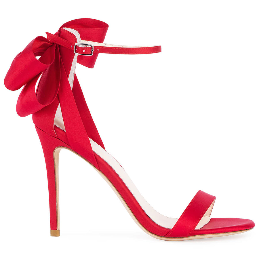 Bella Belle Maeve Red 4-Inch Heels with Silk Bow