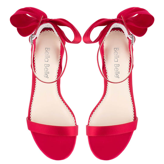 Bella Belle Maeve Red 4-Inch Heels with Silk Bow
