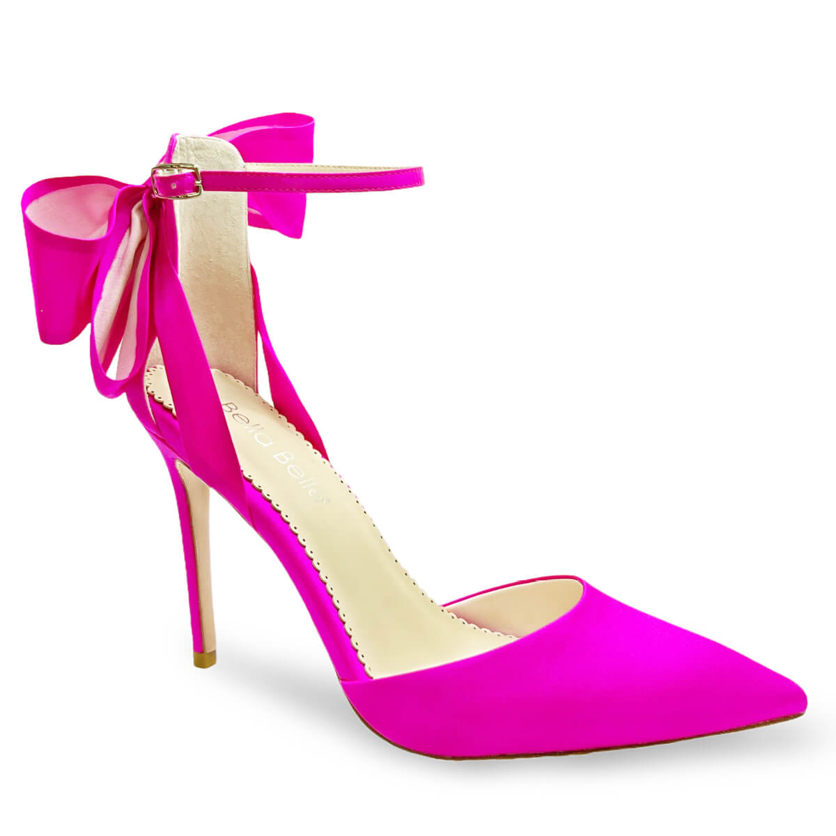 Bella Belle Mirabelle Barbie Hot Pink Heels with Ankle Strap Silk Bows