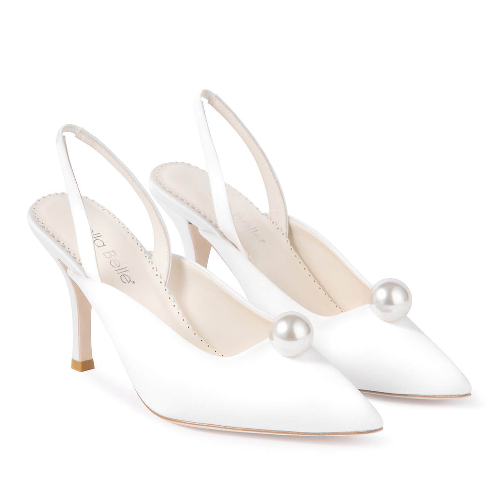 Misha Wedding Misha Pearl Slingback Bridal Heels