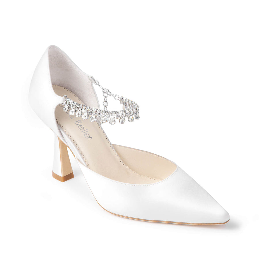 Bella Belle Regina Silk Bridal Pumps with Crystal Ankle Strap