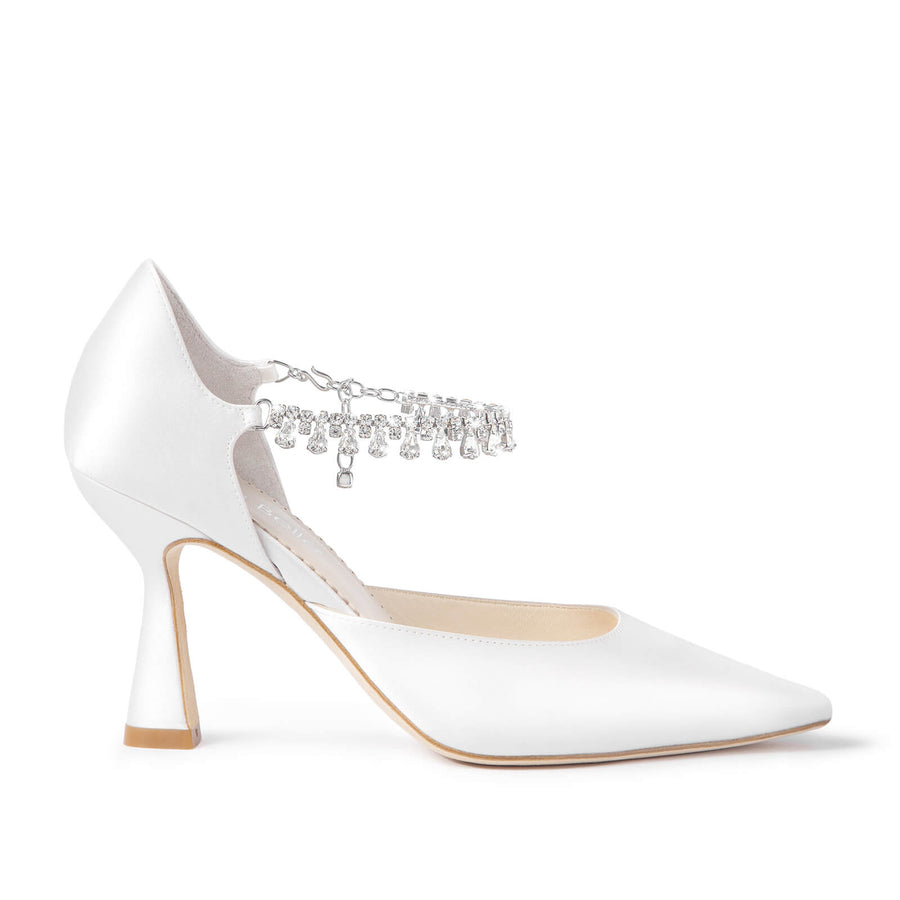 Bella Belle Regina Silk Bridal Pumps with Crystal Ankle Strap