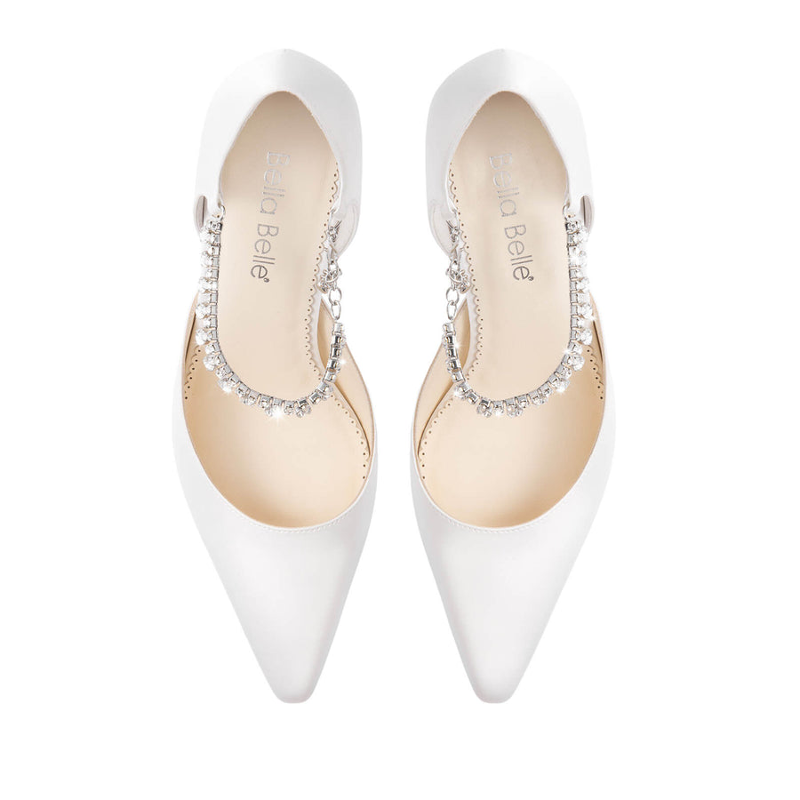 Bella Belle Regina Silk Bridal Pumps with Crystal Ankle Strap