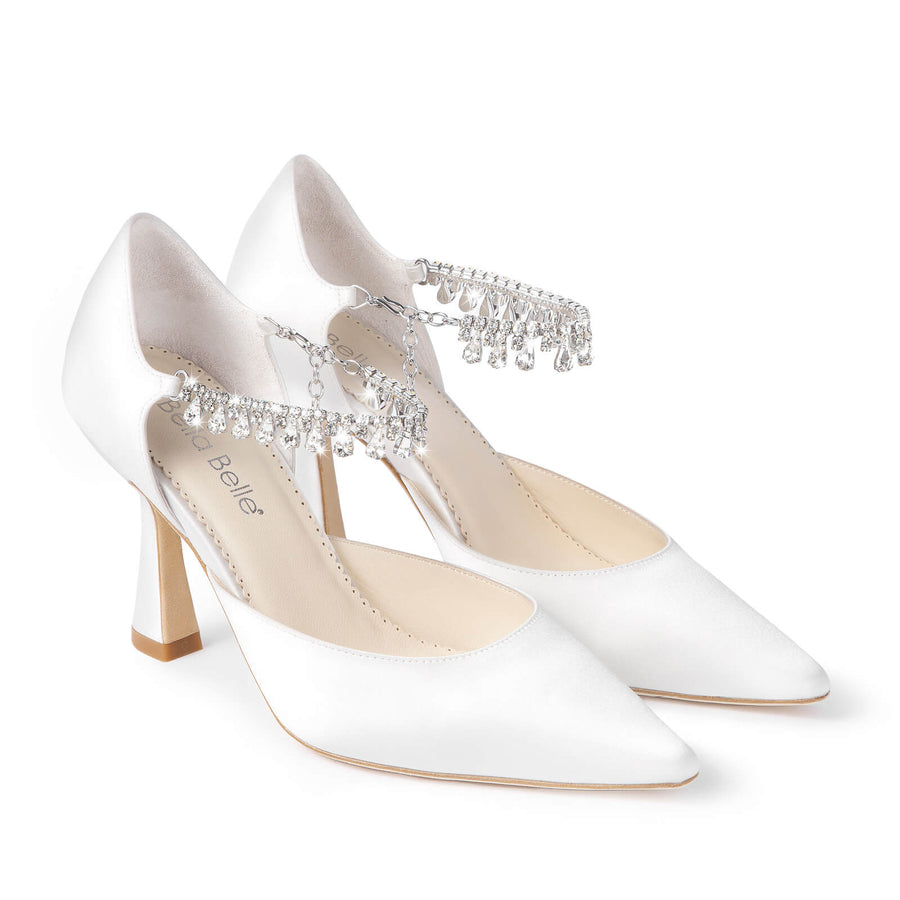 Bella Belle Regina Silk Bridal Pumps with Crystal Ankle Strap