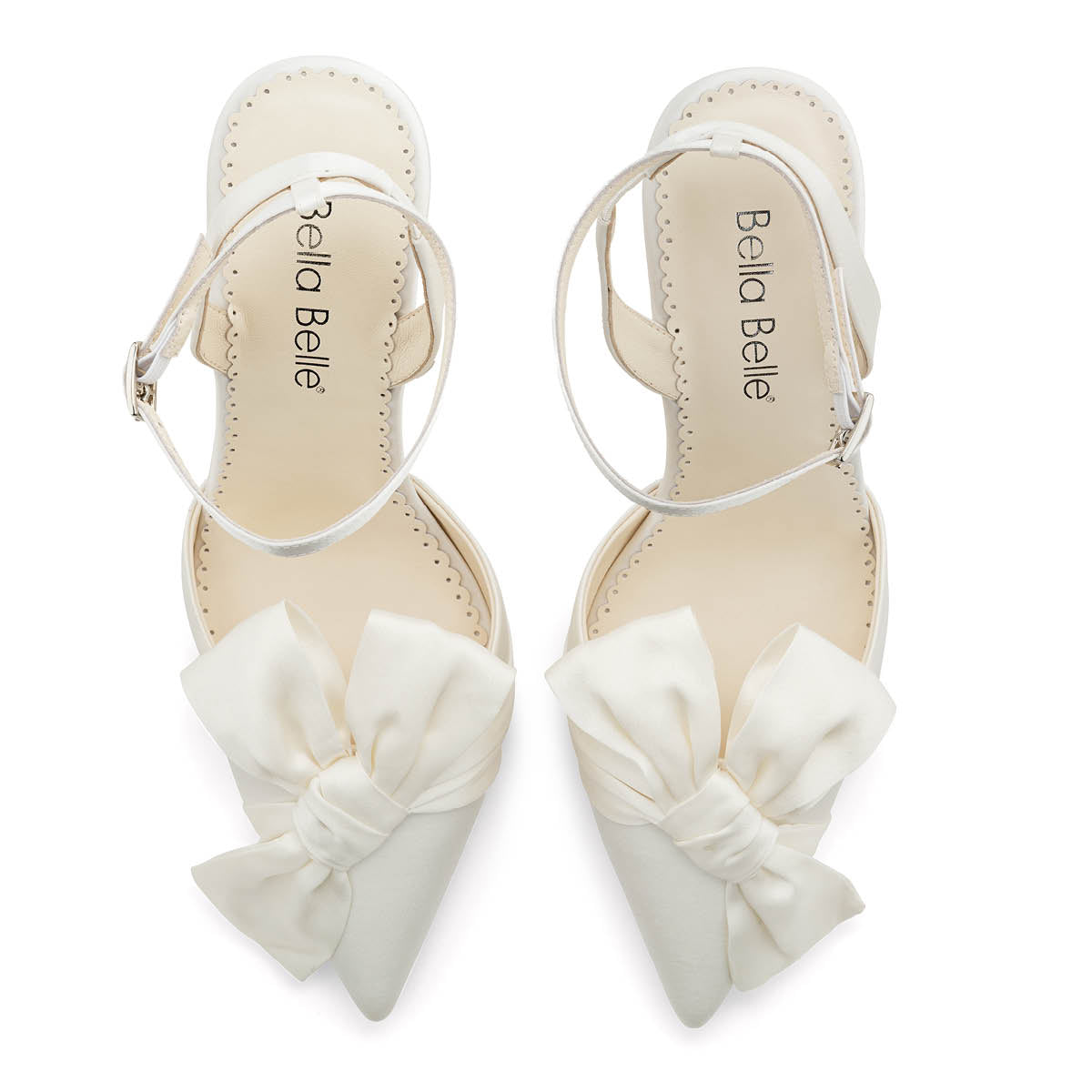 Silk Bow Wedding Heels with Removable Ankle Straps