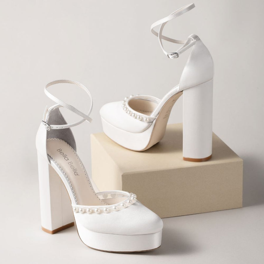 Bella Belle Sabrina  5 inch Pearl Block Heel Wedding Shoes