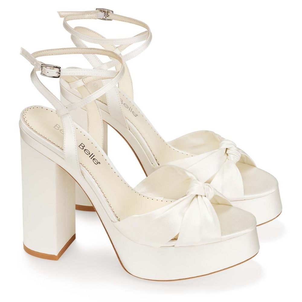 Serafina Wedding 5 Inch Open Toe Platform Block Heel Sandals