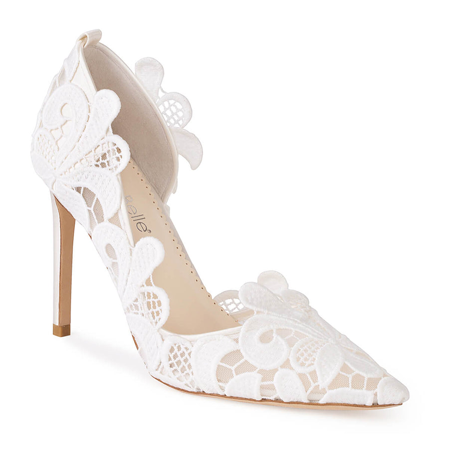 Bella Belle Shoes Odette Geometric Lace Bridal Heels Pumps