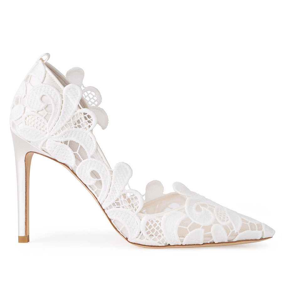 Bella Belle Shoes Odette Geometric Lace Bridal Heels Pumps