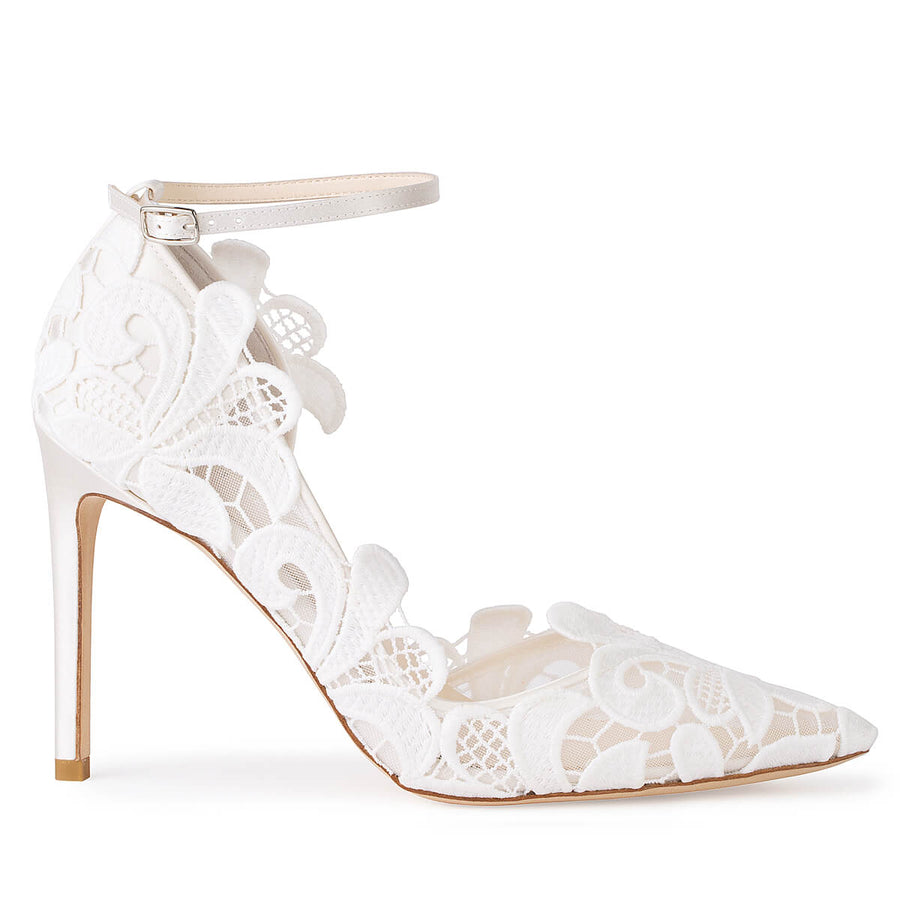 Bella Belle Shoes Odette Geometric Lace Bridal Heels Pumps