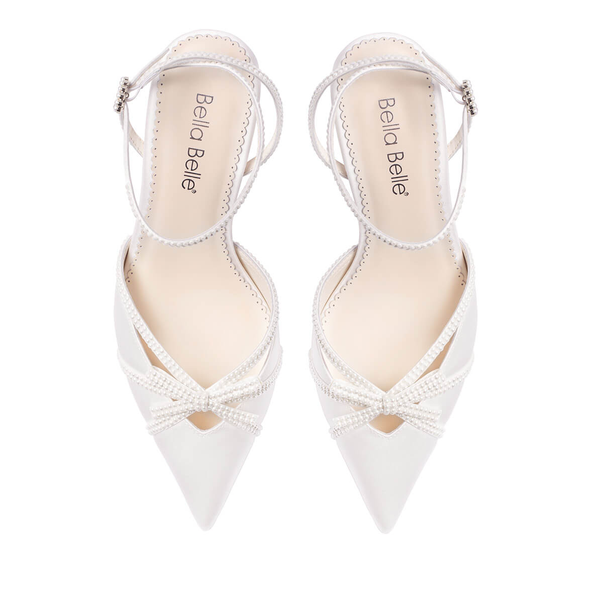 2.5 Inch Block Heel Pearl Bow Wedding Shoes