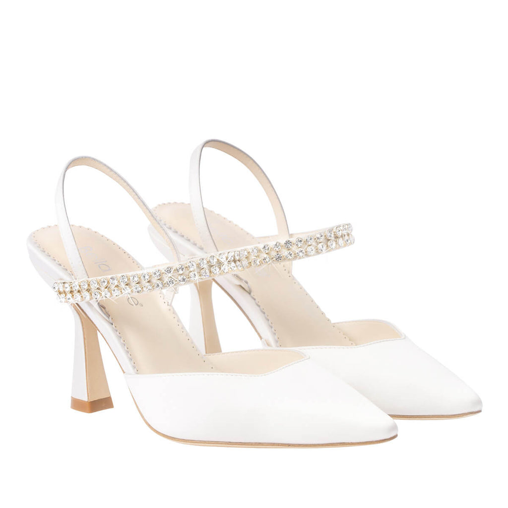 Campbell Wedding Crystal Strap Spool Heel Slingbacks