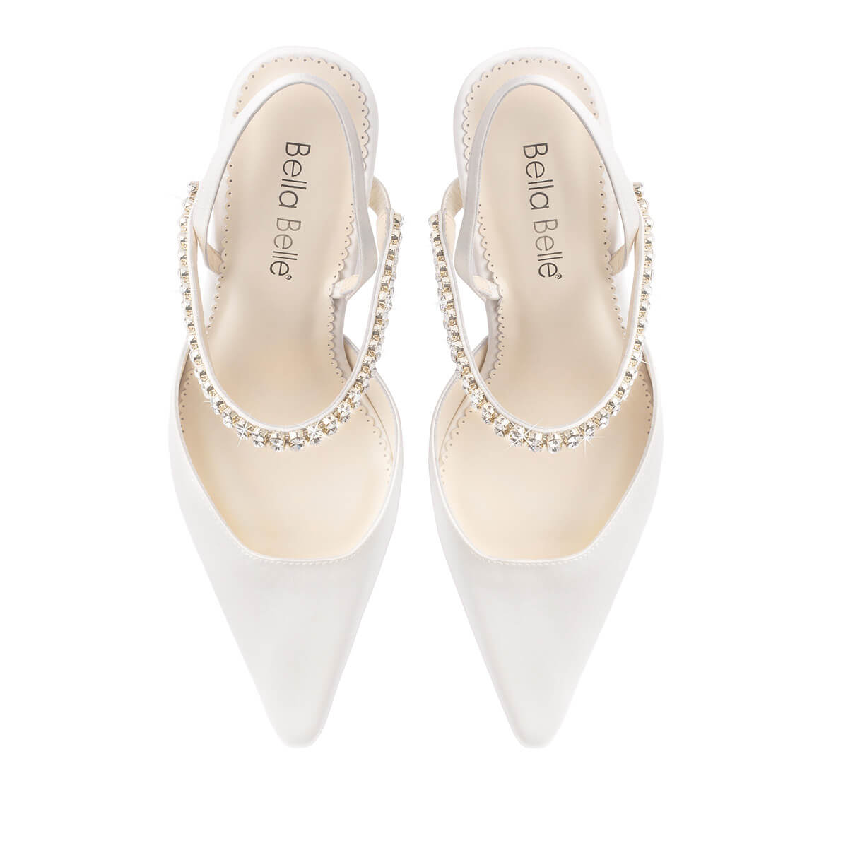 Crystal Strap Pointed Toe Spool Heel Bridal Shoes - Campbell